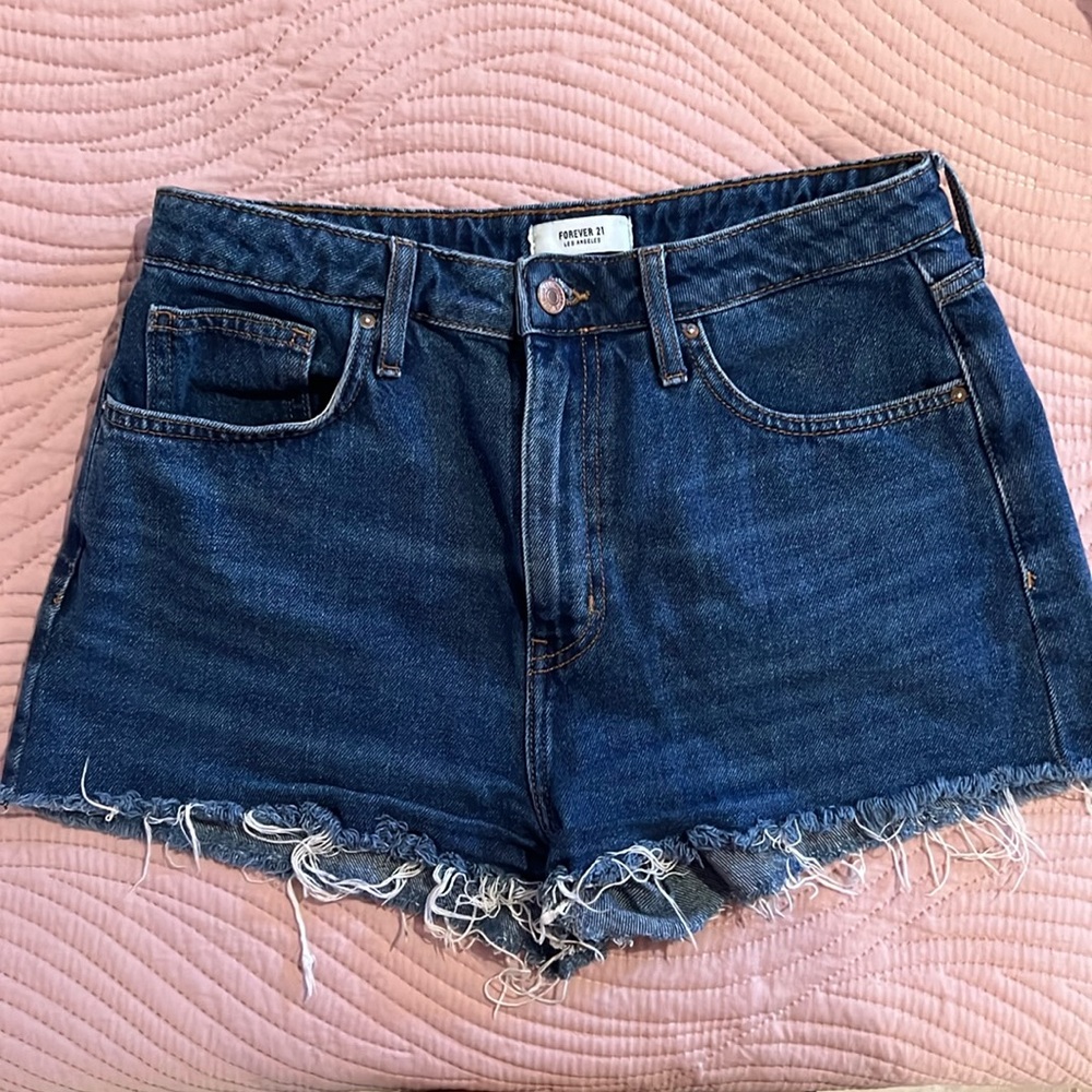 Dark wash high waisted jean shorts